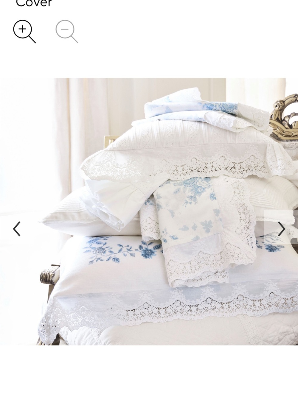 NEW Pottery Barn LoveShackFancy White Duvet & Shams with Blue Rose Print - Picture 2 of 16